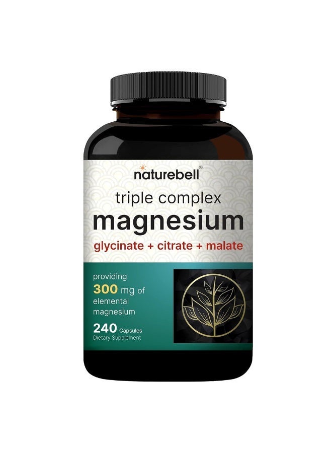 نايتشر بيل Magnesium Complex 1,000mg, 240 Capsules | Triple Magnesium Complex with Glycinate, Citrate, Malate | Chelated & Purified | Bone, Heart & Muscle Support | Non-GMO - Image 2